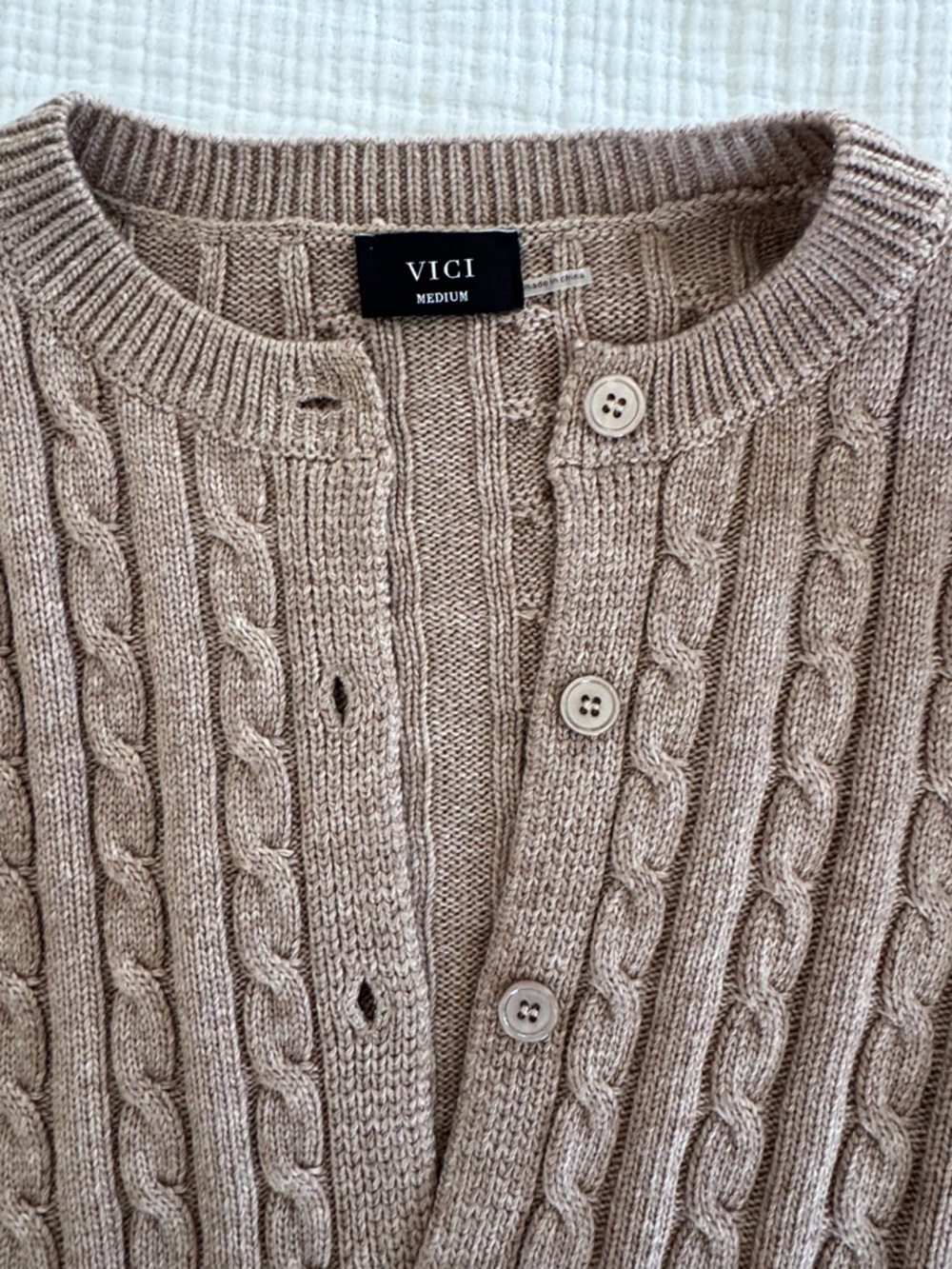 Vici Taupe Cable-Knit Cardigan and Vest Set - Picture 6 of 8